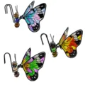 Crochets de suspension pour pot de plante papillon en verre métal bien colorés. - 2517 Ensemble de 3 Papillons pour Pot / Emballage en boîte
