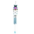 Vue en gros plan du magnifique carillon éolien hibou en métal et verre avec des tubes. - Sac à bulles / 2302 Style Tube Aluminium Bleu