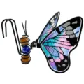 Ornement suspendu de pot de fleur papillon en métal avec perles de verre colorées pour jardin. - 2517 Papillon Bleu / Emballage en sac à bulles
