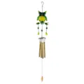 Metal glass painted owl wind chime detail, vibrant garden hanging decor for yard outdoor art. - 2302 Yellow Aluminum Tube Style