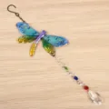 Crystal dragonfly suncatcher wind chime rainbow maker for garden home decor window hanging. - 9023 Dragonfly Blue (Crystal)