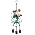 Carillon éolien papillon en verre et métal coloré avec trois cloches pour décoration jardin. - 30157 Papillon (Demi-Rond)