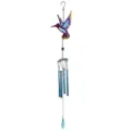 Carillon de vent colibri en métal avec tubes bleus, décoration idéale pour jardin et extérieur. - Style Tube en Aluminium / Enveloppe à Bulles / Tube Violet