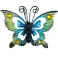 Papillon en métal pot de fleurs suspendu ornement décoratif en verre peint pendentif de jardin - 2507 Papillon Bleu 62g / Emballage en sac à bulles