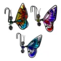 Décoration suspendue de pot de fleurs papillon en métal verre coloré ornement de jardin - Ensemble de 3 Papillons pour Pot 19x15x4.7cm / Emballage en boîte