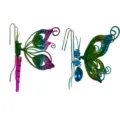 Ornement suspendu pot de fleur papillon libellule en métal verre déco jardin SKU - 2306 Ensemble de 2 Pièces 19x15x4.7cm / Emballage en boîte
