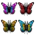 Lot de 4 décorations murales papillon en métal coloré pour plantes de jardin et maison. - PG1 Ensemble de 4 Pièces en Boîte 11.5x11.5x7.1cm 123g / Emballage en boîte