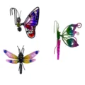 Metal verre papillon libellule pot de fleurs suspension jardin deco set 3pcs beau - Combinaison Personnalisée A / Emballage en boîte