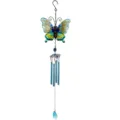 Carillon à vent papillon suspendu en métal et verre décoration de jardin artisanale colorée - 2409 Tube en Aluminium Bleu