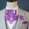 Heren paars satijn strikje broche pochet set feestelijk pak tuxedo accessoires detail - Paars 3-Delige Set