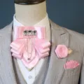 Roze strass krawat pochet en jasbloem set voor heren pak bruiloft feest mode mooi - Roze 3-delige set