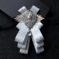 Nœud papillon élégant pour homme avec strass ruban à carreaux blancs pour costume mariage - Carreaux Gris