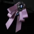 Purple crystal bow tie vintage rhinestone ribbon neckwear for men suit wedding dress variant - Light Purple