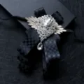 Nœud papillon strass homme style britannique mariage costume smoking ruban cristal élégant - Carreaux Noir