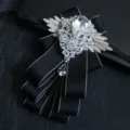 Nœud papillon luxueux en strass pour homme ruban noir costume formel smoking accessoire - Bordure Abricot Noir