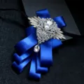 Nœud Papillon Strass Bleu Costume Mariage Ruban Broche Col Fleur Variante Model - Bleu Roi