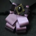 Purple black double layer ribbon bow tie for men, vintage brooch design for wedding suits. - Light Purple