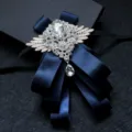 Luxueux Nœud Papillon Strass Cristal Homme Bleu Fonce Mariage Smoking Broche Soirée - Bleu Encre
