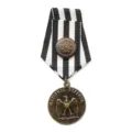 Vintage military style metal badge brooch with black and white striped ribbon for apparel - 06