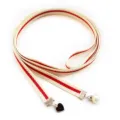 Women college style ribbon necktie beige red stripe tie self-tie shirt bow accessory SKU - Beige Red Striped