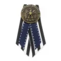 Navy style metal brooch pin, vintage bronze eagle medal badge with striped ribbon accessory. - Symmetrical Black (07)