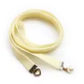 White ribbon choker necklace with pearl pendant and heart buckle shirt collar accessory - Light Yellow Velvet