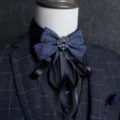 British vintage men bow tie rhinestone crystal formal wear suit necktie fashion accessory - 3D Plaid
