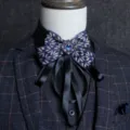 British style men's bow tie wedding groom party formal crystal ribbon necktie cravat - Blue Leaf