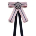 Preppy style women's ribbon bow tie, perfect for school uniform, airline, or office career wear. - Patterned Pink