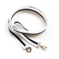 White black stripe choker ribbon tie with heart and pearl charms shirt neck accessory - Black and White Velvet