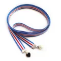 Women pre-tied ribbon tie collar bow tie shirt prep school style blue red stripe chic - Blue White Red Stripe