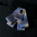 Men's British style multi-layer bow tie, elegant blue gold checkered cravat with sparkling rhinestones. - Gold Blue Plaid
