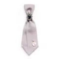 Elegante cravatta a farfalla stile college JK per donna, tessuto gessato grigio con ciondolo. - 01-Grigio