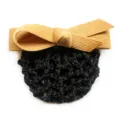 Professional hair net with corduroy bow for women, elegant hair accessory for daily wear. - Turmeric Coarse Mesh
