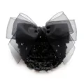 Elegant black mesh bow hair net for women, perfect for professional workplace and daily wear. - Coarse Mesh / Black