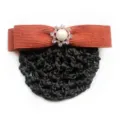 Professional hair net brown corduroy bow rhinestone pearl hair accessory bun cover for work - Orange Coarse Mesh