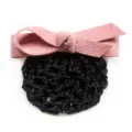 Professional hair net bun cover with pink bow hair clip for women workplace office staff - Pink Coarse Mesh
