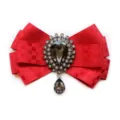 Red crystal rhinestone bow tie for men suit wedding groomsmen formal party accessory - Red Plaid