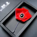 Rode fluwelen kristallen broche pak reversspeld vintage geschenkdoos heren mode accessoire - Rood