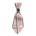 Cravatta a farfalla JK rosa elegante con cristallo blu e ciondolo strass numero 5 variante - 04-Rosa con Bordo Bianco