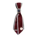 Cravatta a nastro JK bordeaux con ciondolo floreale in cristallo e strass blu variante donna. - 05-Rosso con Bordo Bianco