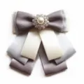 Elegant layered ribbon bow tie for women, perfect for professional uniform collar accessories. - Style A / Gray