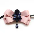 Men's pink rhinestone bow tie collar flower, elegant blue crystal brooch accessory for suits. - Pink