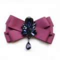 Luxury dark blue crystal rhinestone bow tie brooch lapel flower for men wedding formal suit. - Deep purple
