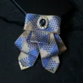 Men vintage blue gold bow tie geometric pattern wedding party suit shirt cravat accessory - No. 15