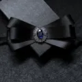 Elegante schwarze Satin-Fliege mit Strass für Herren, perfekt für formelle Anzüge und Hemden. - 08-Schwarz