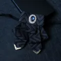 Men's vintage rhinestone bow tie formal suit bow flower gentleman wedding party neckwear - No.17
