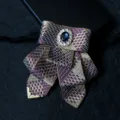 Men Vintage Rhinestone Bow Tie Burgundy Gold Lattice Cravat Suit Wedding Collar Pin - Size 16