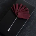 Burgundy fabric lapel pin for men, elegant folded suit brooch boutonniere for wedding and business suit. - Twill Edge Red