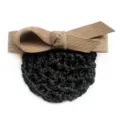 Professional hair net bun cover with bow for women work hotel employee hair accessory - Khaki Coarse Mesh